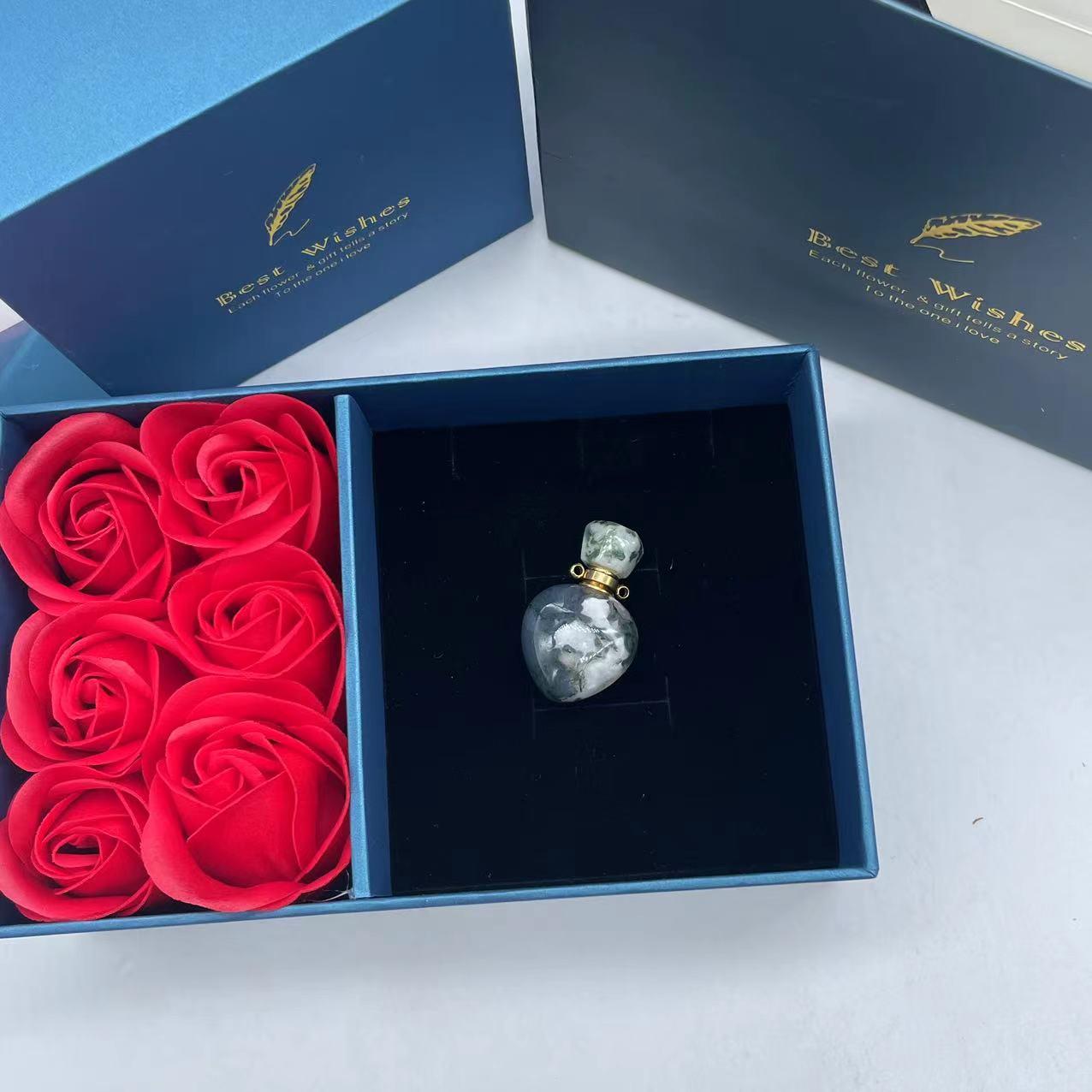 Unique Mother's Day Gifts Crystal Perfume Bottle Necklace&Roses Gift
