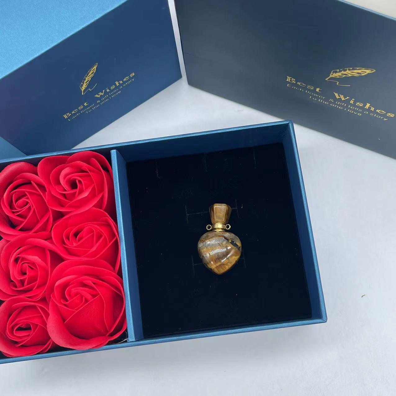 Unique Mother's Day Gifts Crystal Perfume Bottle Necklace&Roses Gift